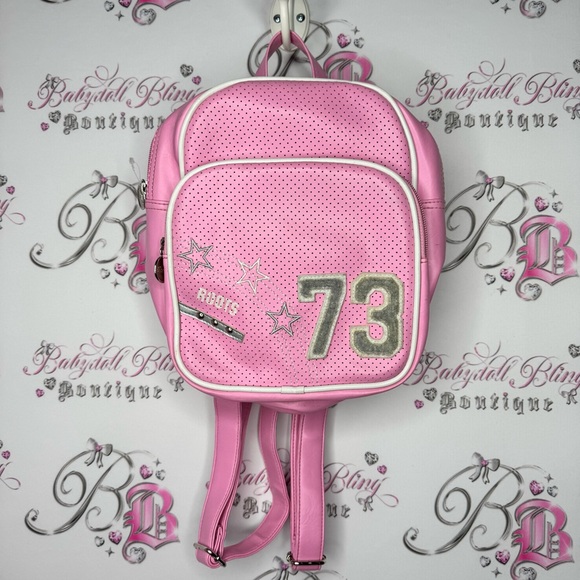 Roots Backpack pink 2000s sporty preppy athletic style 73 fuzzy logo zippers - Picture 10 of 14